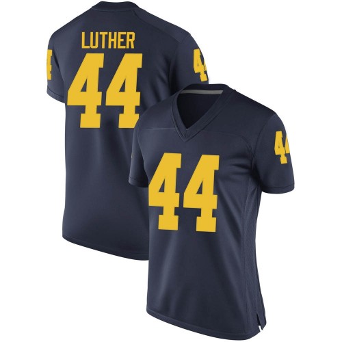 Joshua Luther Michigan Wolverines Women's NCAA #44 Navy Replica Brand Jordan College Stitched Football Jersey JSM2454WD